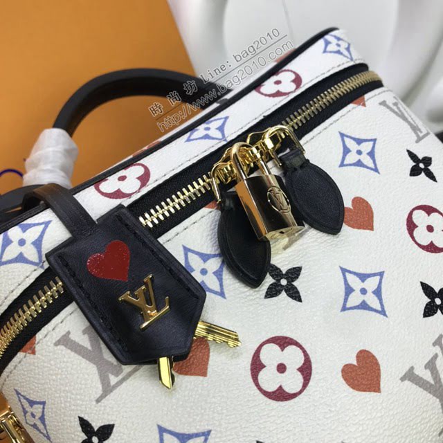 路易威登LV化妝包 M45163白彩撲克系列 VANITY中號手袋 lv新款手提化妝包 lv鏈條斜挎包  ydh3776